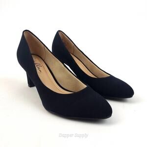 Abella True Comfort Suede Round Toe Heels Size 7.5 Black Classic Career Modern